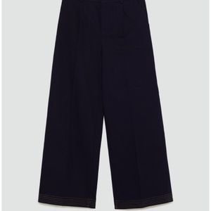 Wide leg trousers with contrasting top stitching